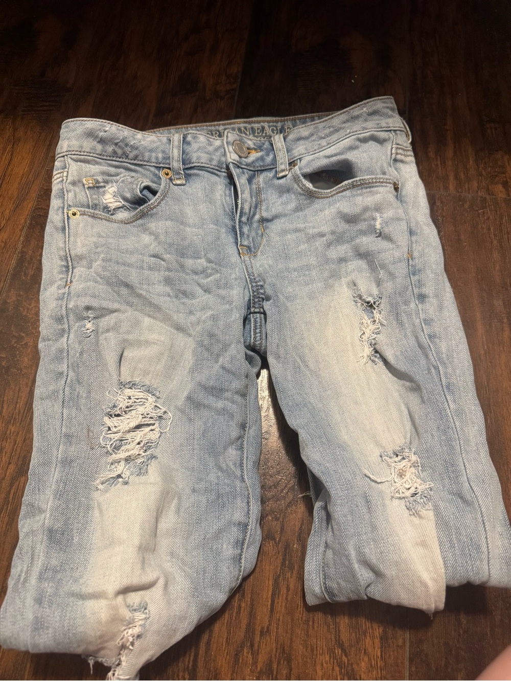 American Eagle Outfitters Light Blue Distressed Boyfriend Jeans